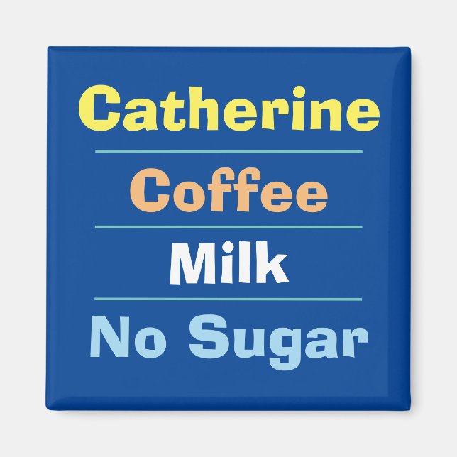 Choice of Drink, Milk & Sugar Preference on a Magnet (Front)