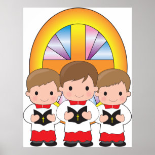 Choir Boys Singing in Church Christian Worship Poster