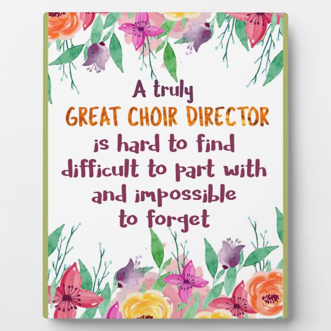 Choir Director Chorus teacher Appreciation Gift Plaque (Front)