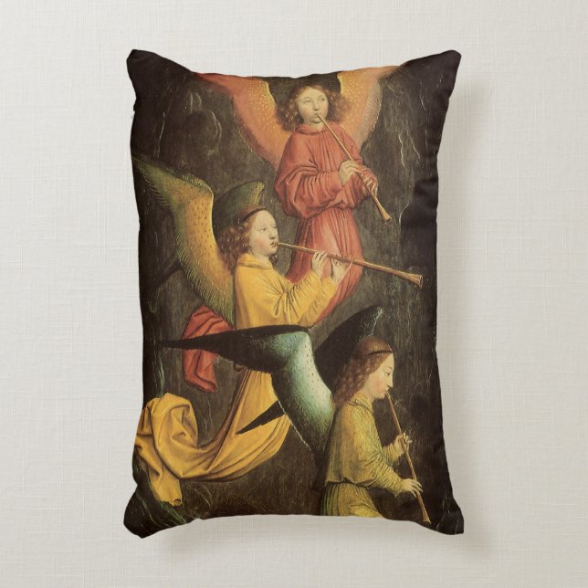 Choir of Angels by Simon Marmion, Renaissance Art Decorative Cushion (Front(Vertical))