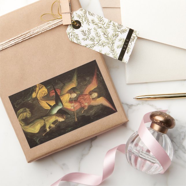 Choir of Angels by Simon Marmion, Renaissance Art Rectangular Sticker (Gifting)