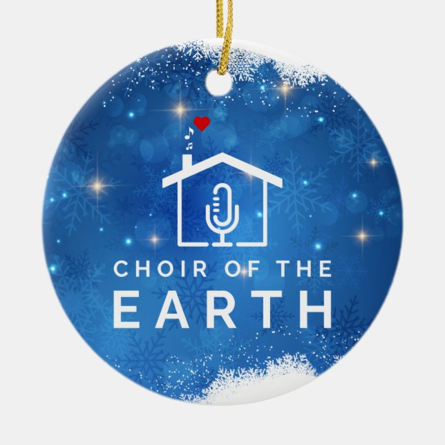 Choir of the Earth Logo - Winter Christmas - Blue Ceramic Ornament (Front)