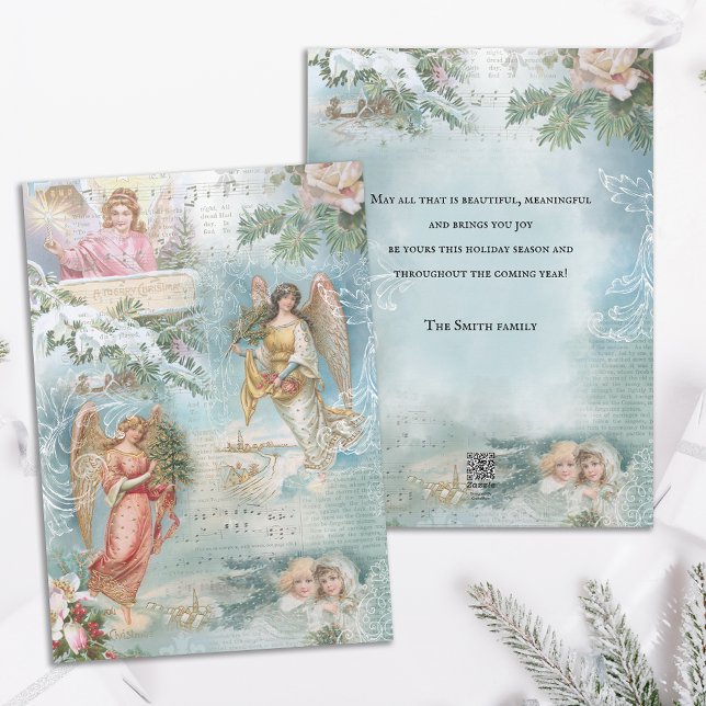 Choir of Vintage Christmas Winter Angels Collage Holiday Card (Creator Uploaded)