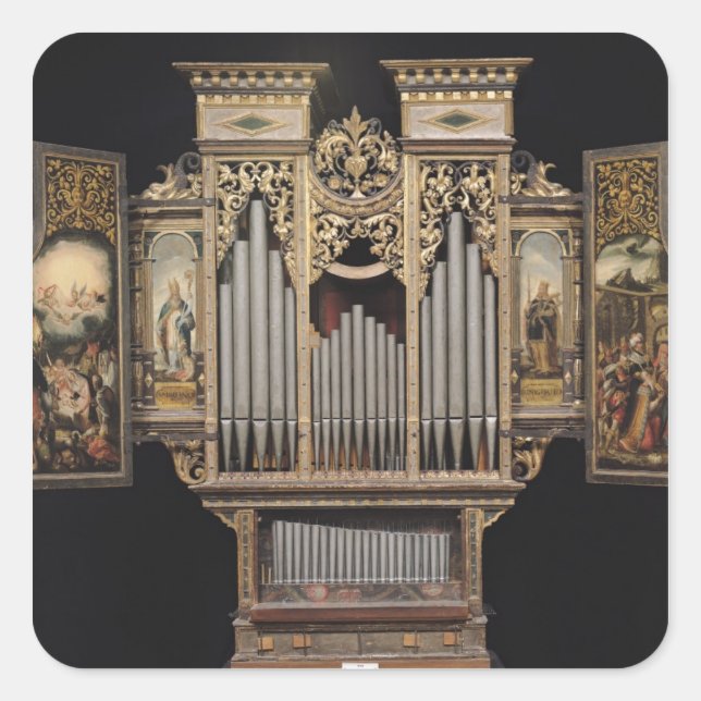 Choir organ with open panels square sticker (Front)