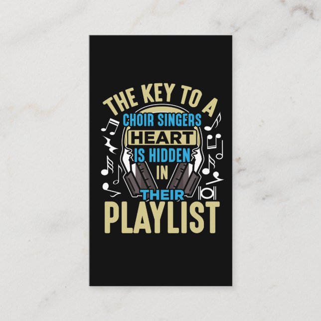 Choir Singer Key to Heart Musical Orchestra Lover Business Card (Front)