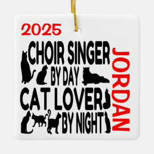 Choir Singer Loves Cats CUSTOM Ceramic Ornament