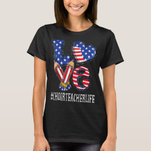 Choir Teacher Love Usa Flag Fireworks 4th Of July T-Shirt