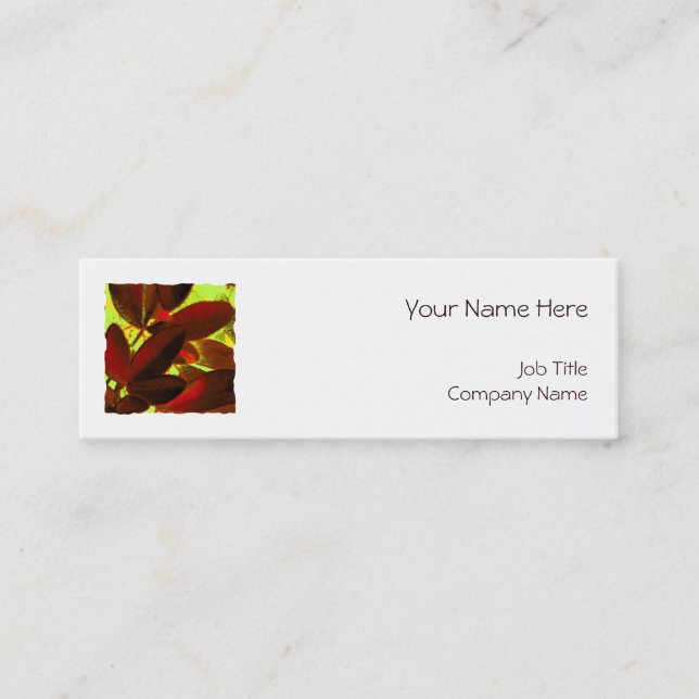 Choisya Autumn 2 square template white skinny Mini Business Card (Front)