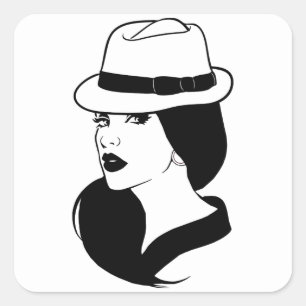 Chola Mexican Latina Girl Womans Face Art Square Sticker
