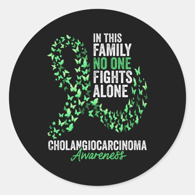 Cholangiocarcinoma Awareness Month Butterflies Gre Classic Round Sticker (Front)