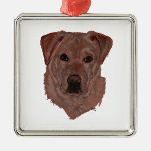 Cholcolate Brown Labrador Retriever Metal Tree Decoration