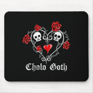 Cholo Goth Heart Skull Rose Thorns Gothic Tattoo Mouse Pad