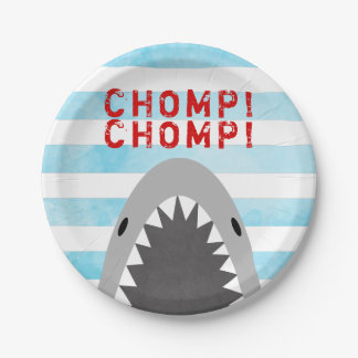 Chomp Chomp Shark Theme Birthday Boy striped Jaws Paper Plate
