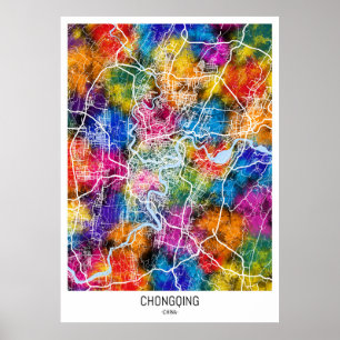 Chongqing China City Map Poster