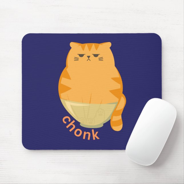 Chonk Cat in a Bowl Mouse Pad (With Mouse)