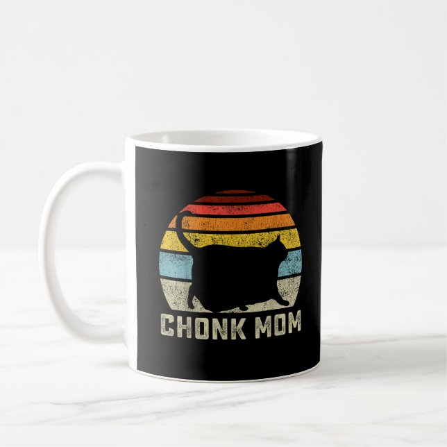 Chonk Cat Mum Scale Meme Funny Retro Style Mummy C Coffee Mug (Left)