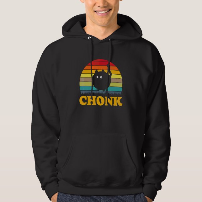 Chonk Cat Scale Meme  Retro Chonk Hoodie (Front)