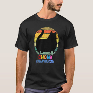Chonk Cat Scale Meme Retro Oh lawd he comin' Memes T-Shirt