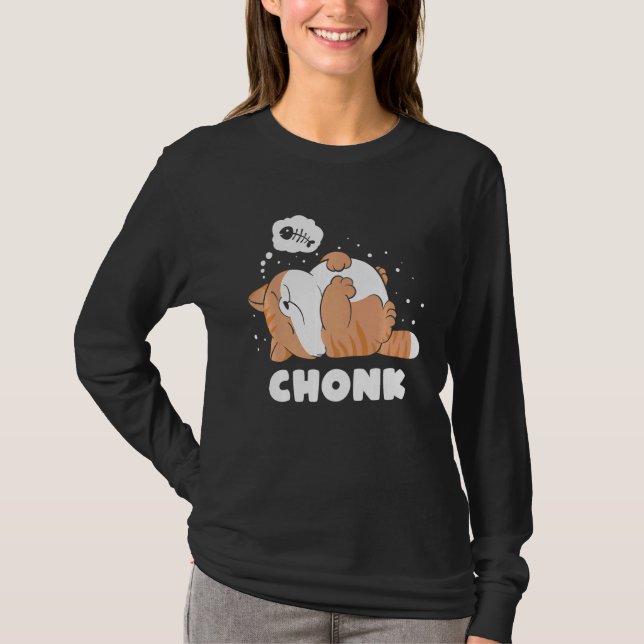 Chonk Lazy Cat Does Not Approve  Meme T-Shirt (Front)