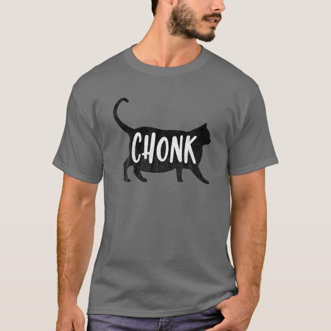 Chonk - Simple Retro Funny Fat Cat Meme T-Shirt (Front)
