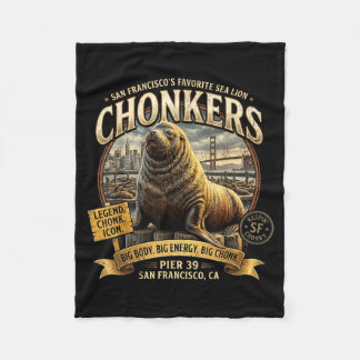 Chonkers Sea Lion San Francisco Ca Vintage Travel Fleece Blanket