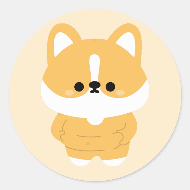 Chonky Corgi Classic Round Sticker (Front)