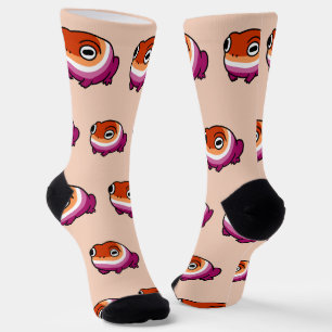 Chonky Lesbian Frog Pride Socks Cute WLW Queer