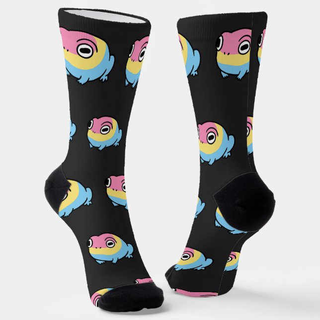 Chonky Pansexual Frog Pride Socks | Cute Pan Pride (Angled)