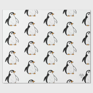 Chonky Penguin Adorable Whimsical Pattern Gift Wrapping Paper