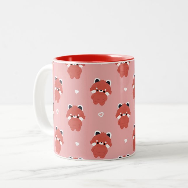 Chonky Red Panda Two-Tone Coffee Mug (Front Left)