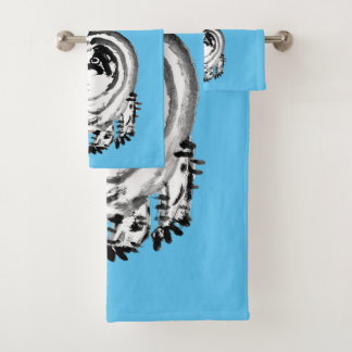 Chonky Striped Japanese Tabby Cat Bath Towel Set