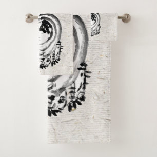 Chonky Striped Japanese Tabby Cat Bath Towel Set