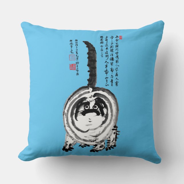 Chonky Striped Japanese Tabby Cat Cushion (Front)