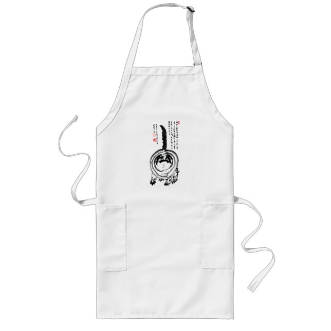 Chonky Striped Japanese Tabby Cat Long Apron (Front)