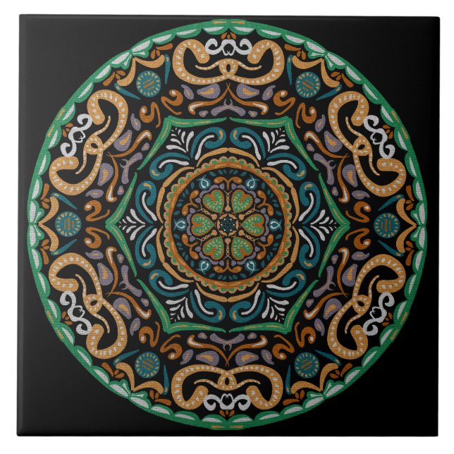 Chons Da Mandala Ceramic Tile (Front)