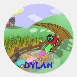 Choo choo Bookplate Classic Round Sticker