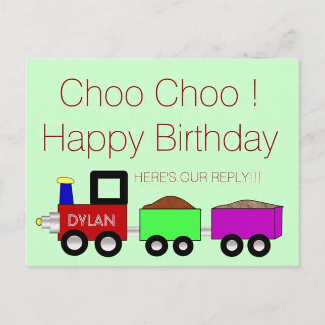 Choo Choo Happy Birthday!! RSVP postcard (Front)