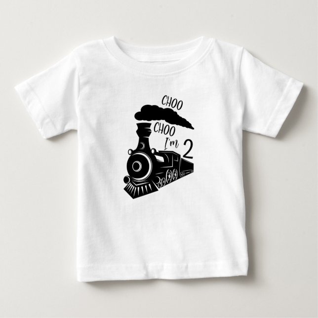 Choo Choo I'm 2, 2nd Birthday Boy Toddler T-shirt (Front)