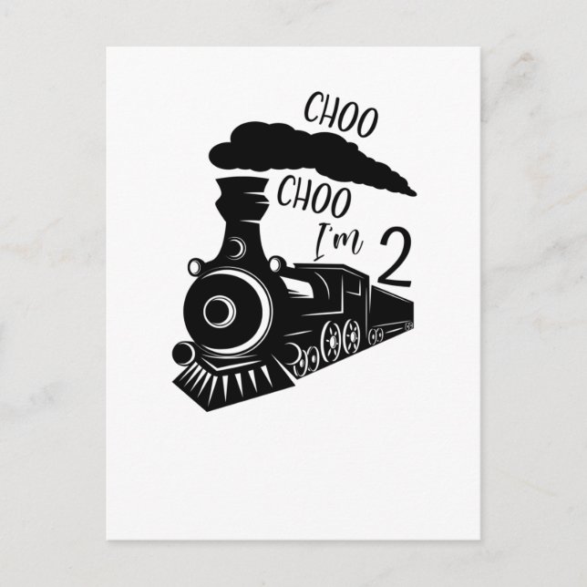 Choo Choo I'm 2, 2nd Birthday, Train Boy Postcard (Front)