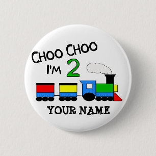 Choo Choo I'm 2! With TRAIN 6 Cm Round Badge