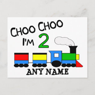 Choo Choo I'm 2!  With TRAIN Postcard