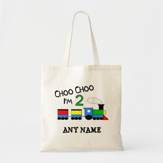 Choo Choo I'm 2!  With TRAIN Tote Bag (Front)