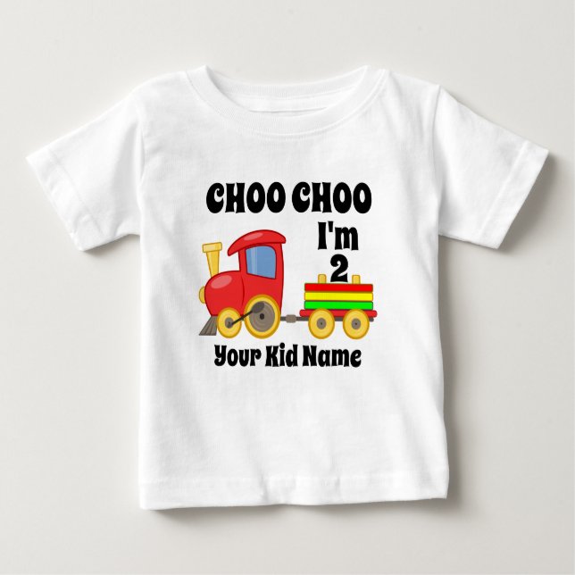 Choo Choo I'm 2 Years Old Train Kids Birthday Gift Baby T-Shirt (Front)