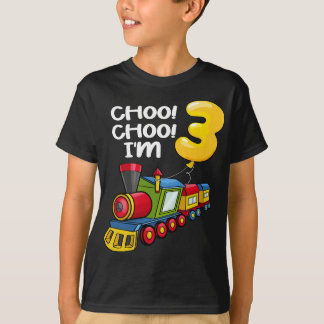 Choo Choo I'm 3 Years Old Locomotive Boys Train 3r T-Shirt