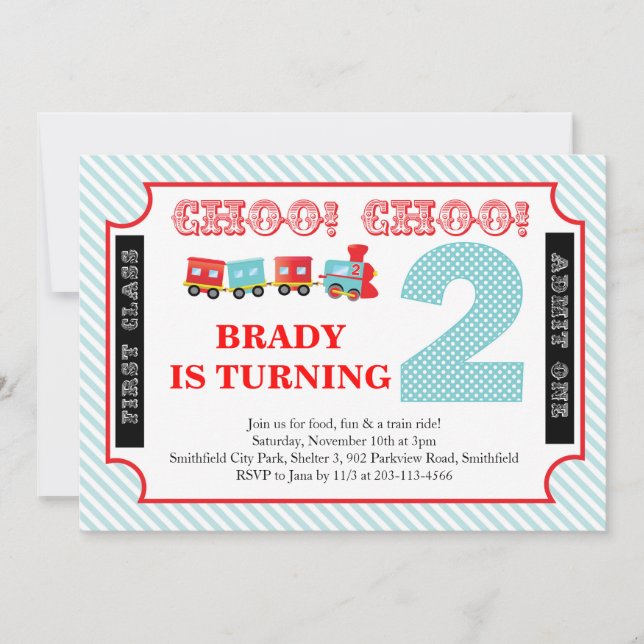 Choo Choo Look Who's 2 - Party Invitation (Front)