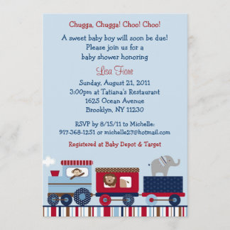 Choo Choo Train Animal Baby Shower Invitations