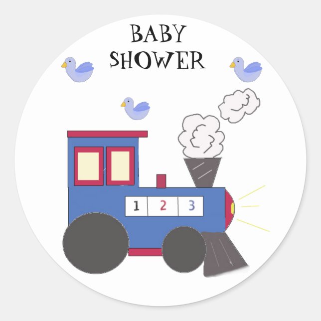 Choo Choo Train Baby Shower Classic Round Sticker (Front)