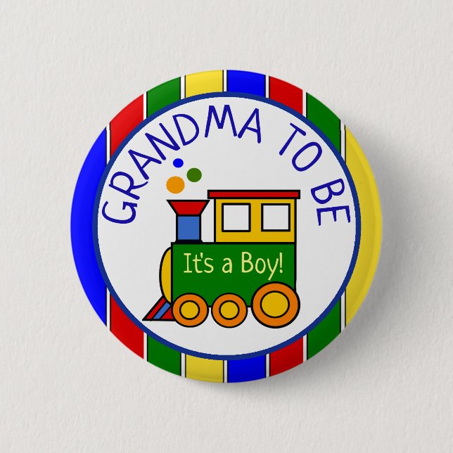 Choo Choo Train Baby Shower Grandma to Be 6 Cm Round Badge (Front)