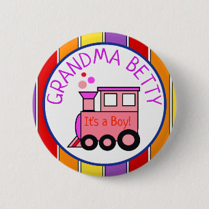 Choo Choo Train Baby Shower Grandma to Be 6 Cm Round Badge