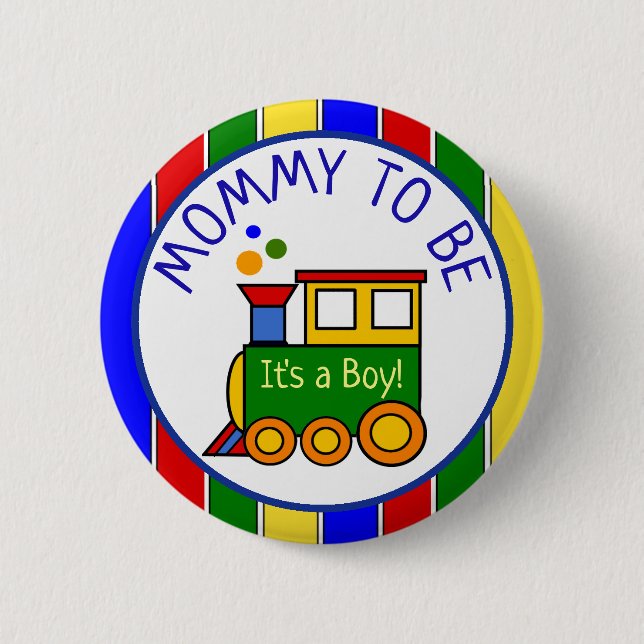 Choo Choo Train Baby Shower Mum to Be 6 Cm Round Badge (Front)